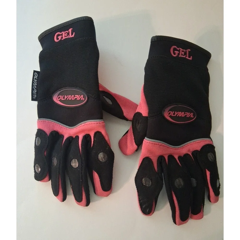 Olympia 712 Women's Medium Gel Reflector Pink Leather Nylon Gloves Snow Bike